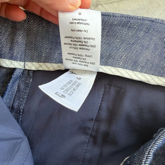 Veronica Beard Jude Linen Wide Leg Pants Blue Melange Size 10 New - Picture 9 of 9